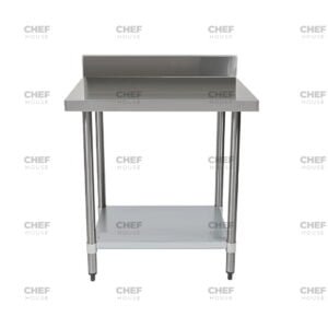 Commercial Stainless Steel Splashback Bench, 900x600 x 900mm High