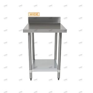 Commercial Stainless Steel Wide Splashback Bench, 900x800 x 900mm High