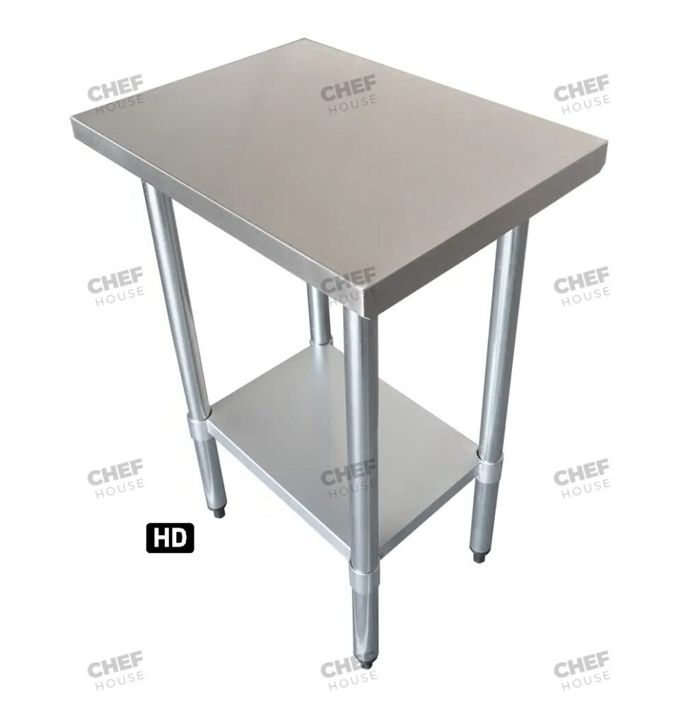 Commercial Stainless Steel Flat Bench, 457x610 x 900mm High
