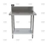 Commercial Stainless Steel Splashback Bench, 1000x610 x 900mm High
