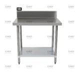 Commercial Stainless Steel Splashback Bench, 1200x610 x 900mm High