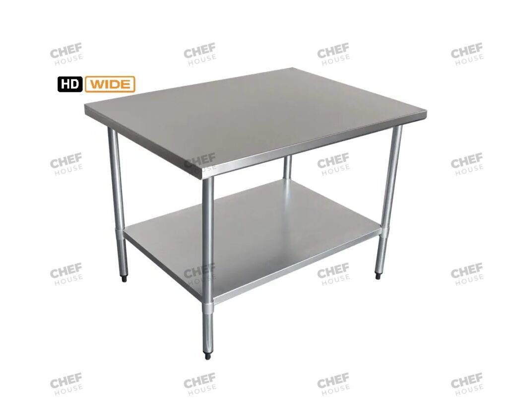 Commercial Stainless Steel Wide Flat Bench, 915x1219 x 900mm High