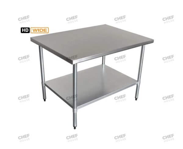 Commercial Stainless Steel Wide Flat Bench, 1219x915 x 900mm High