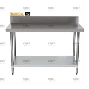 Commercial Stainless Steel Narrow Splashback Bench, 1500x450 x 900mm High