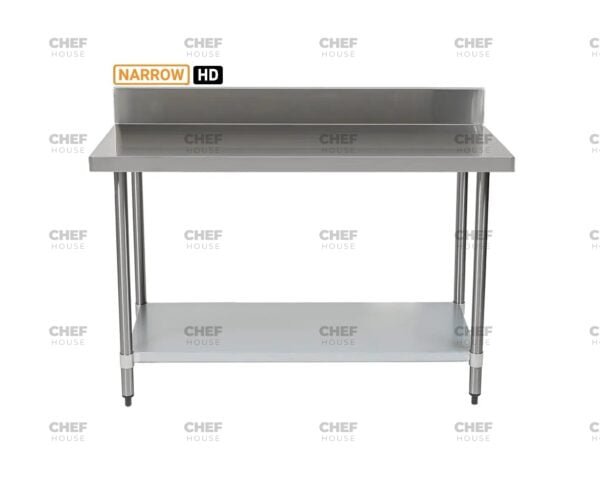 Commercial Stainless Steel Narrow Splashback Bench, 1500x450 x 900mm High