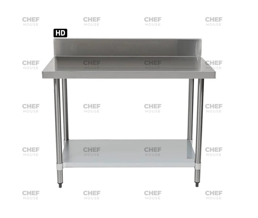 Commercial Stainless Steel Splashback Bench, 1500x700 x 900mm High
