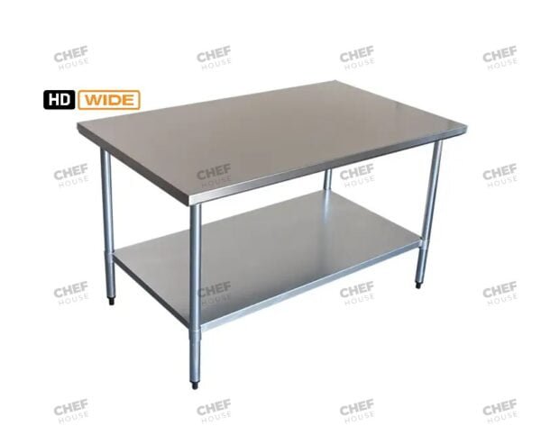 Commercial Stainless Steel Wide Flat Bench, 1524x915 x 900mm High