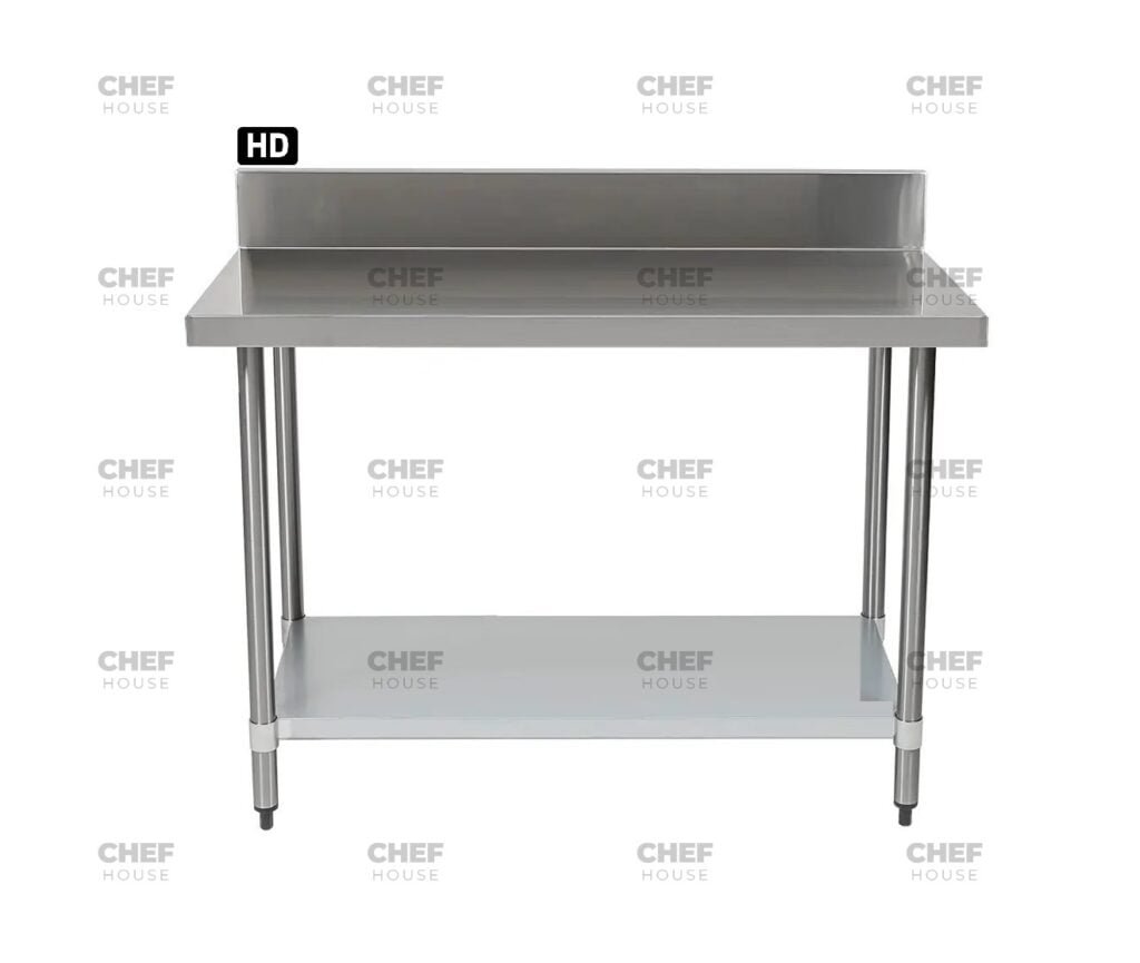 Commercial Stainless Steel Splashback Bench, 1600x700 x 900mm High