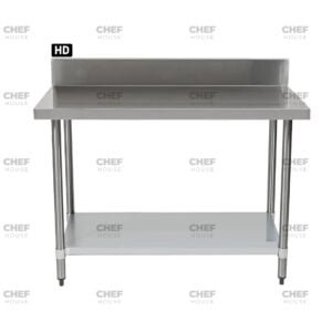 Commercial Stainless Steel Splashback Bench, 1600x700 x 900mm High