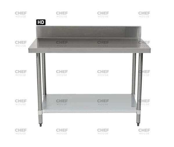 Commercial Stainless Steel Splashback Bench, 1600x700 x 900mm High