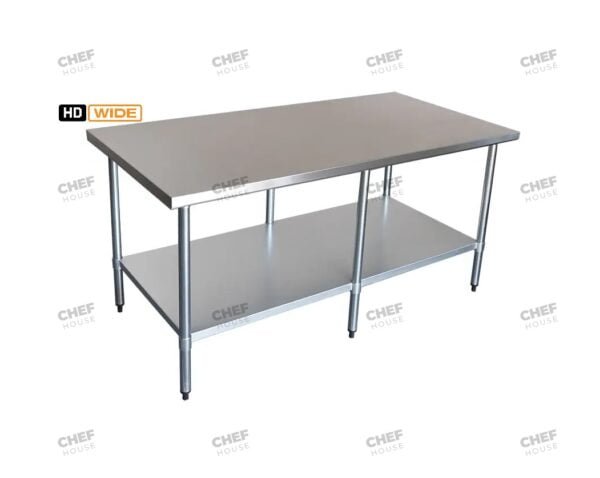 Commercial Stainless Steel Wide Flat Bench, 2134x915 x 900mm High