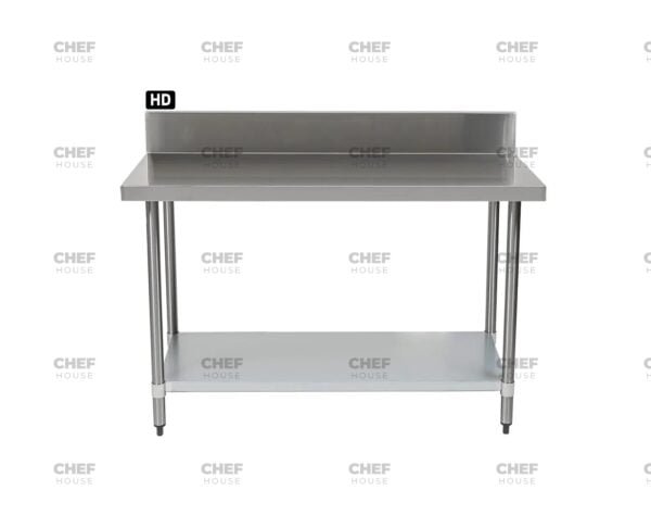 Commercial Stainless Steel Splashback Bench, 1800x700 x 900mm High