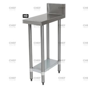 Commercial Stainless Steel Splashback Bench, 300x610 x 900mm High