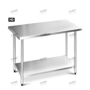 Commercial Stainless Steel Flat Bench, 1200x610 x 900mm High
