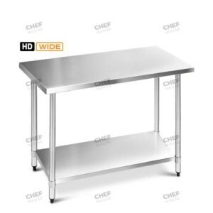 Commercial Stainless Steel Wide Flat Bench, 457x915 x 900mm High