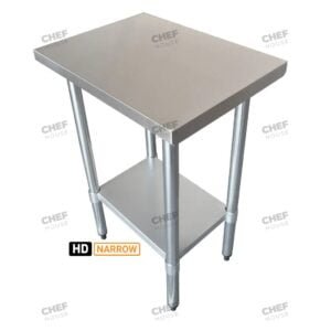 Commercial Stainless Steel Narrow Flat Bench, 600x450 x 900mm High