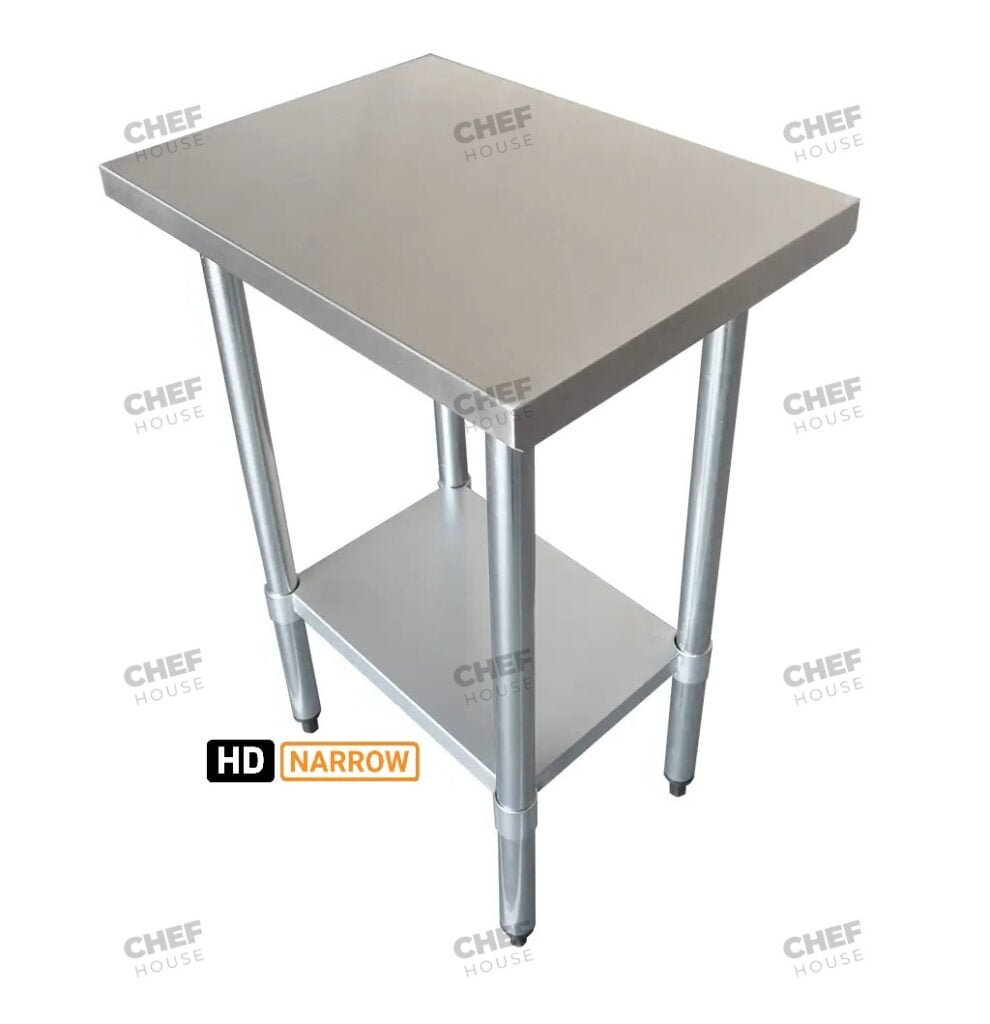Commercial Stainless Steel Narrow Flat Bench, 762x457 x 900mm High