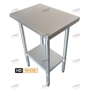 Commercial Stainless Steel Wide Flat Bench, 610x915 x 900mm High