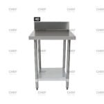 Commercial Stainless Steel Splashback Bench, 800x700 x 900mm High