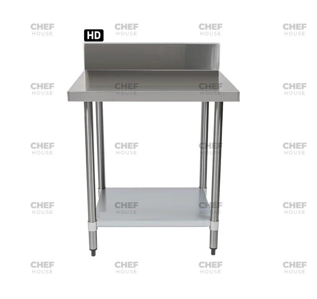 Commercial Stainless Steel Splashback Bench, 900x700 x 900mm High
