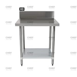 Commercial Stainless Steel Splashback Bench, 900x610 x 900mm High