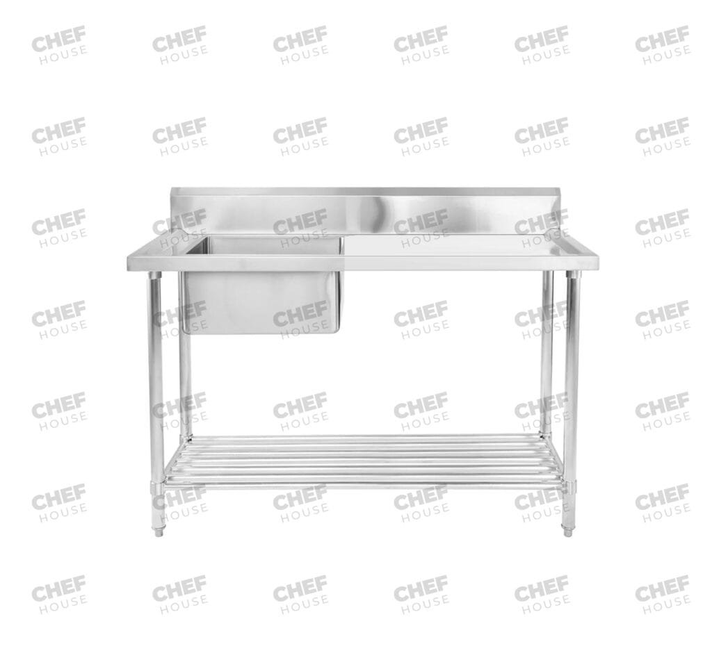 Single Left Bowl Stainless Steel Sink Bench, 1200x600 x 900mm high