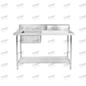 Single Left Bowl Stainless Steel Sink Bench, 1200x600 x 900mm high