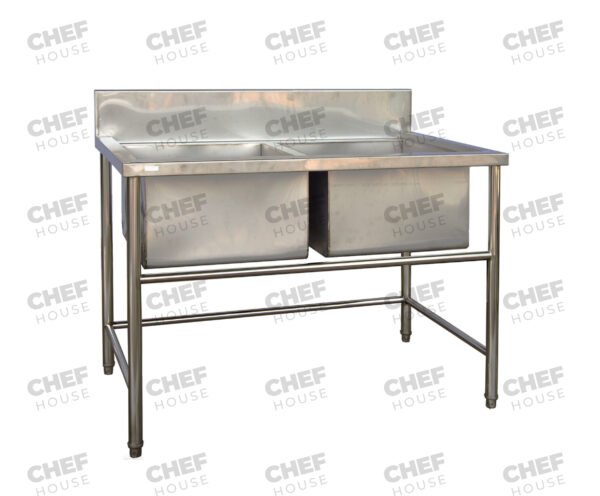 Double Bowl Utility Stainless Steel Sink, 1200x600 x 900mm high