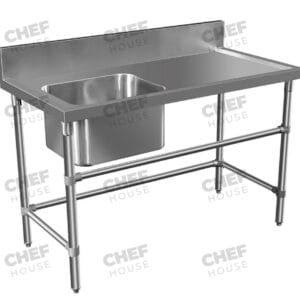 Single Left Bowl Stainless Steel Sink Bench, 1350x610 x 900mm high