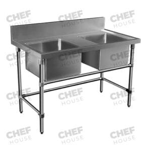 Double Bowl Utility Stainless Steel Sink, 1300x700 x 900mm high