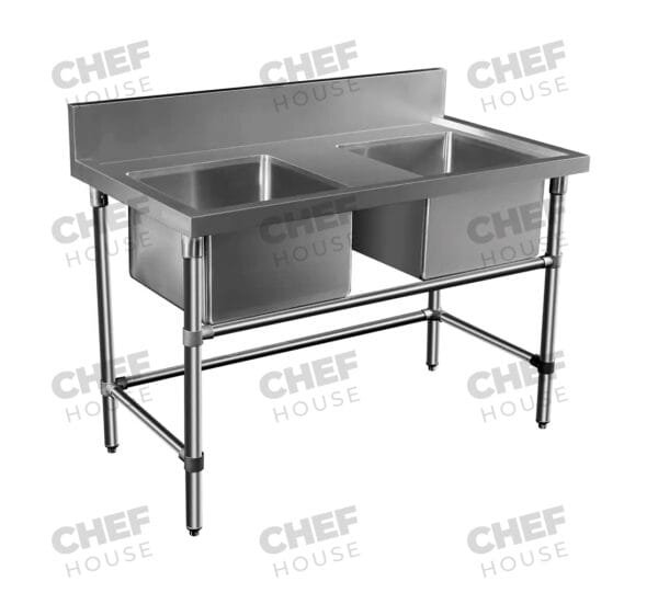 Double Bowl Utility Stainless Steel Sink, 1300x700 x 900mm high