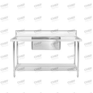 Single Middle/Centre Bowl Stainless Steel Catering Sink Bench, 1500x600 x 900mm high