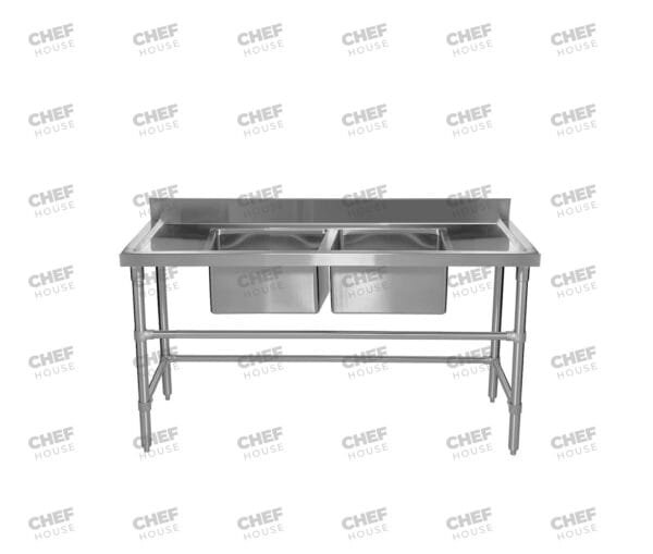Double Middle/Centre Bowl Stainless Steel Restaurant Sink Bench, 1500x600 x 900mm high