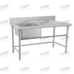 Single Left Bowl Stainless Steel Sink Bench, 1500x600 x 900mm high
