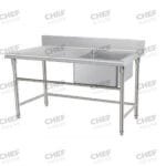 Single Right Bowl Stainless Steel Sink Bench, 1500x600 x 900mm high