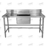 Single Middle/Centre Bowl Stainless Steel Catering Sink Bench, 1500x610 x 900mm high