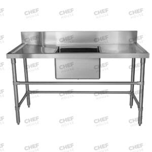 Single Middle/Centre Bowl Stainless Steel Catering Sink Bench, 1500x700 x 900mm high