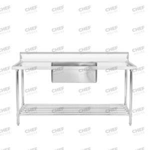 Single Middle/Centre Bowl Stainless Steel Catering Sink Bench, 1700x700 x 900mm high
