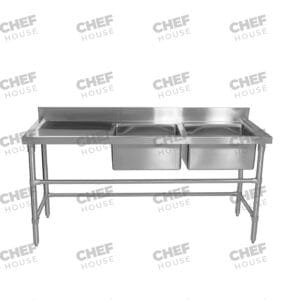 Double Right Bowl Stainless Steel Sink Bench, 1700x600 x 900mm high