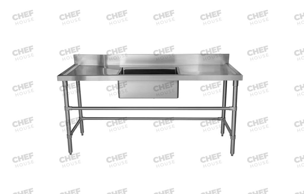 Single Middle/Centre Bowl Stainless Steel Catering Sink Bench, 1700x600 x 900mm high