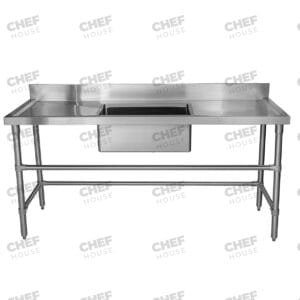 Single Middle/Centre Bowl Stainless Steel Catering Sink Bench, 1700x600 x 900mm high