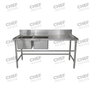 Double Left Bowl Stainless Steel Sink Bench, 1700x700 x 900mm high