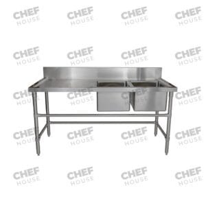 Double Right Bowl Stainless Steel Sink Bench, 1700x700 x 900mm high