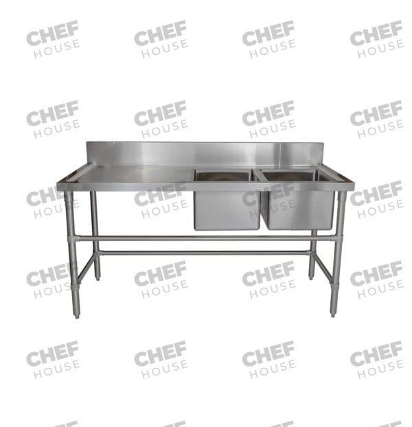 Double Right Bowl Stainless Steel Sink Bench, 1700x700 x 900mm high
