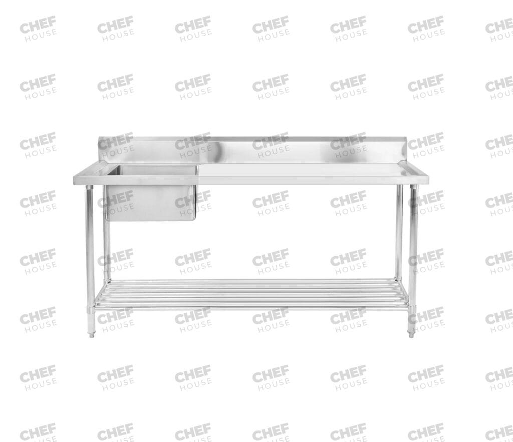 Single Left Bowl Stainless Steel Sink Bench, 1800x600 x 900mm high