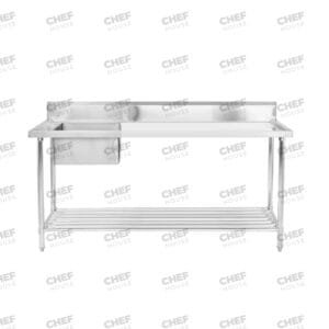 Single Left Bowl Stainless Steel Sink Bench, 1800x600 x 900mm high