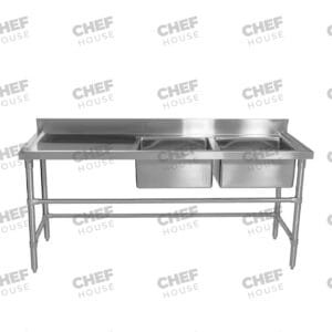 Double Right Bowl Stainless Steel Sink Bench, 1800x600 x 900mm high