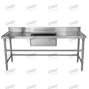 Single Middle/Centre Bowl Stainless Steel Catering Sink Bench, 1800x600 x 900mm high
