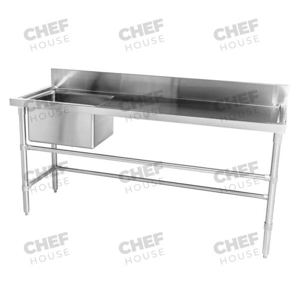 Single Left Bowl Stainless Steel Sink Bench, 1800x610 x 900mm high