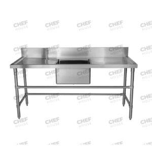 Single Middle/Centre Bowl Stainless Steel Catering Sink Bench, 1800x700 x 900mm high